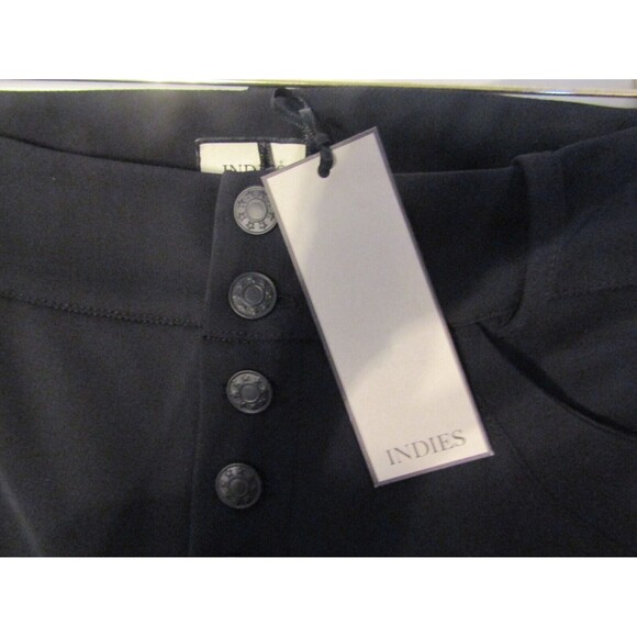 Indies Pantalon Trousers NWT Black Button Front Pants Retail $199 Size 42/L - Picture 8 of 10